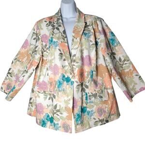 Cato Plus 22W Floral Blazer Jacket NWT Bright Pastel Print Lined Spring Dopamine